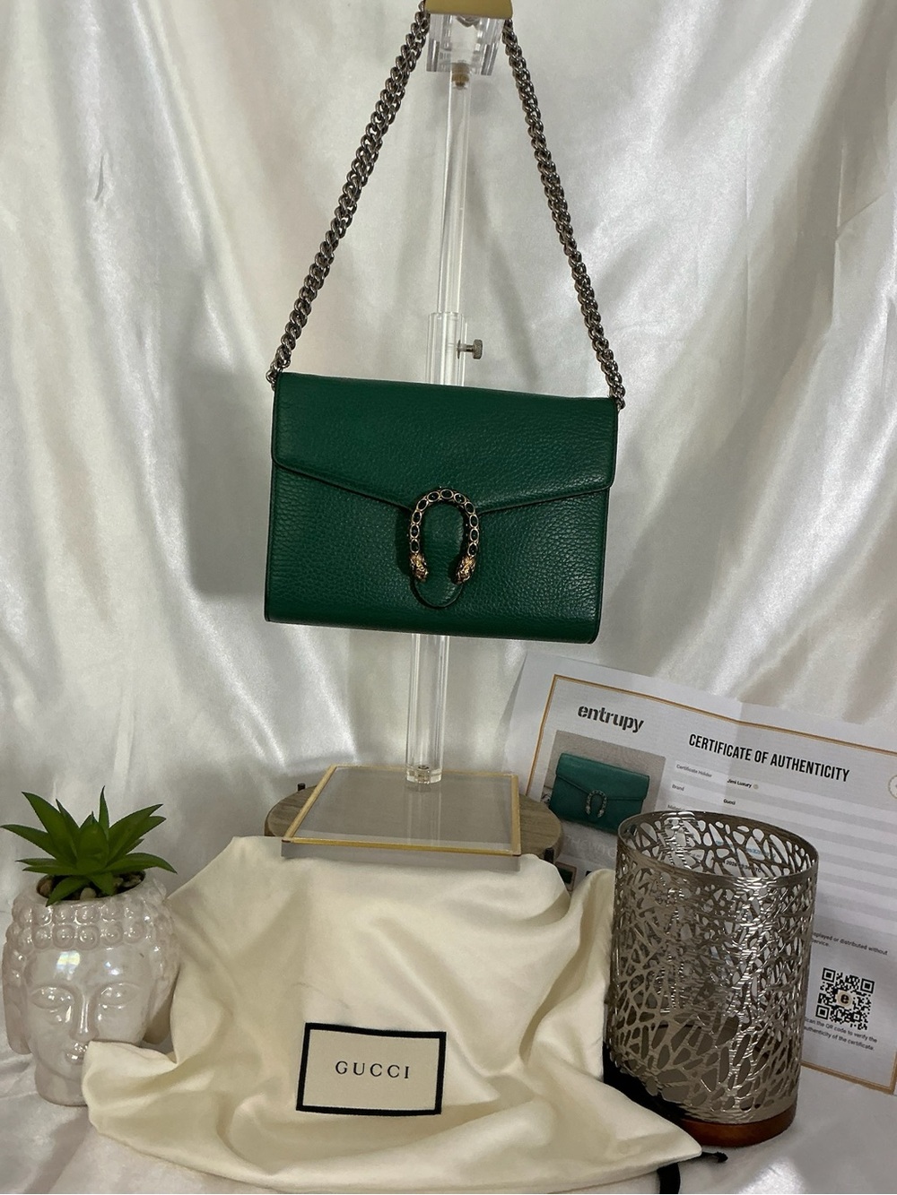 EUC Gucci Dionysus Mini Green Shoulder Bag w COA Dustbag